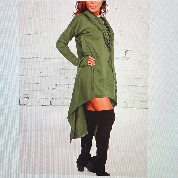 Willow Oversized Asymmetrical Hooded Pullover Sweatshirt/Dress - Picture 13 of 14